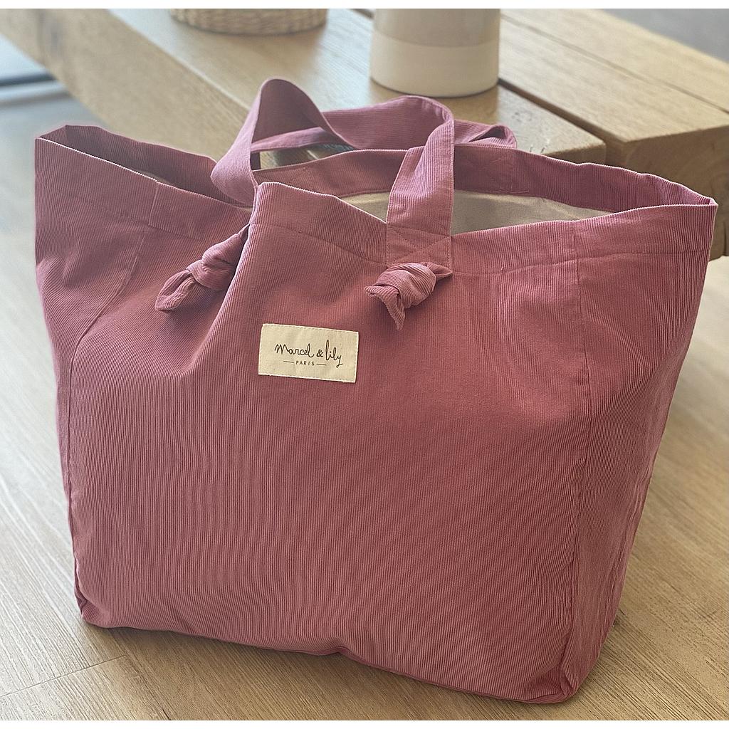 Cabas velours - Bois de rose