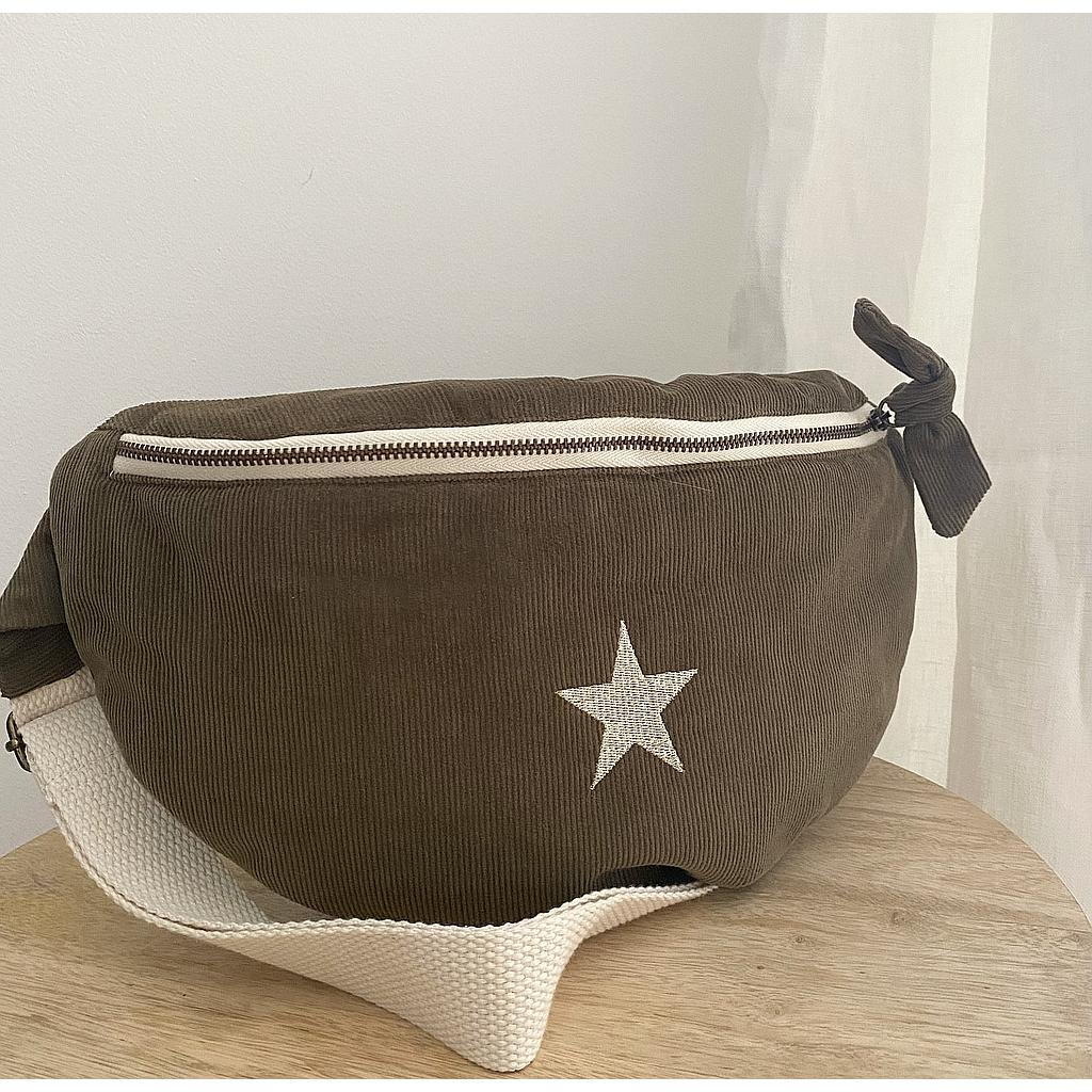 Sac Banane velours - Kaki - Etoile