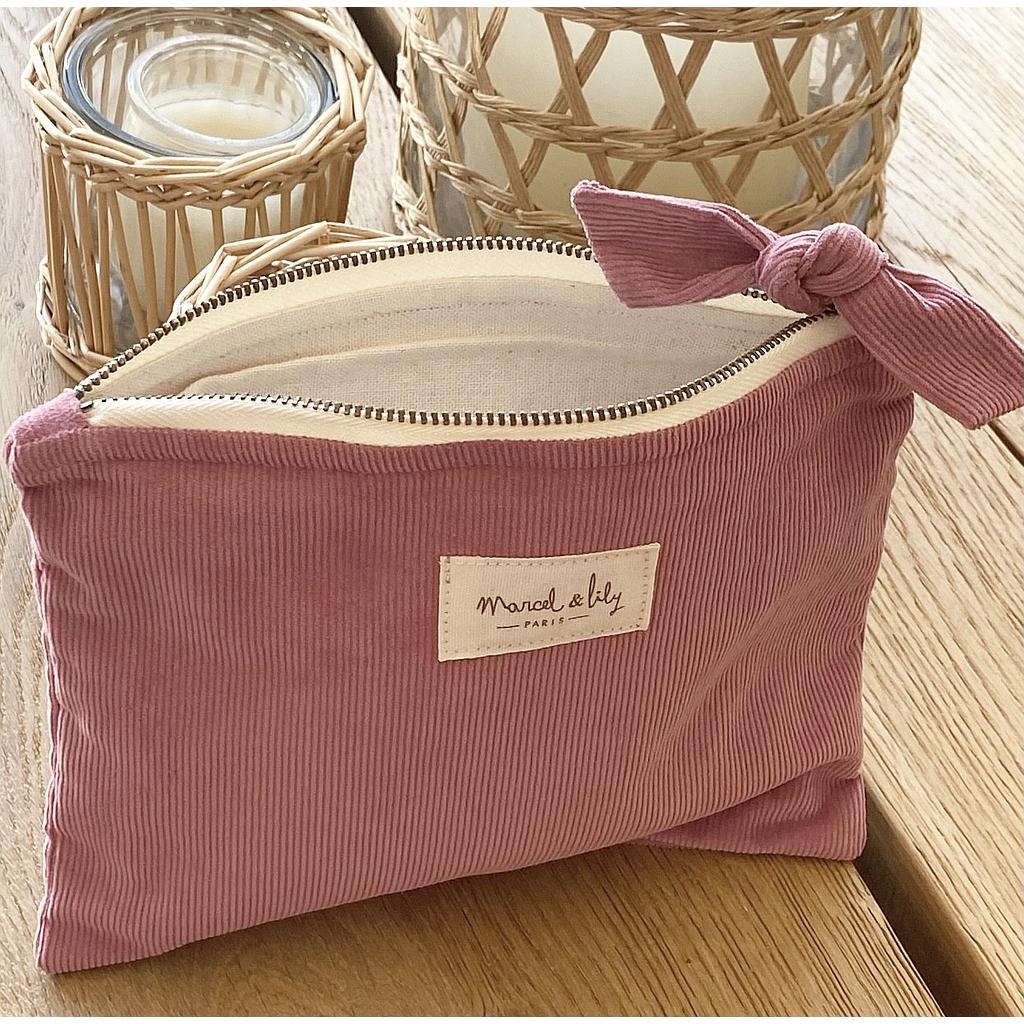Pochette velours - Bois de rose