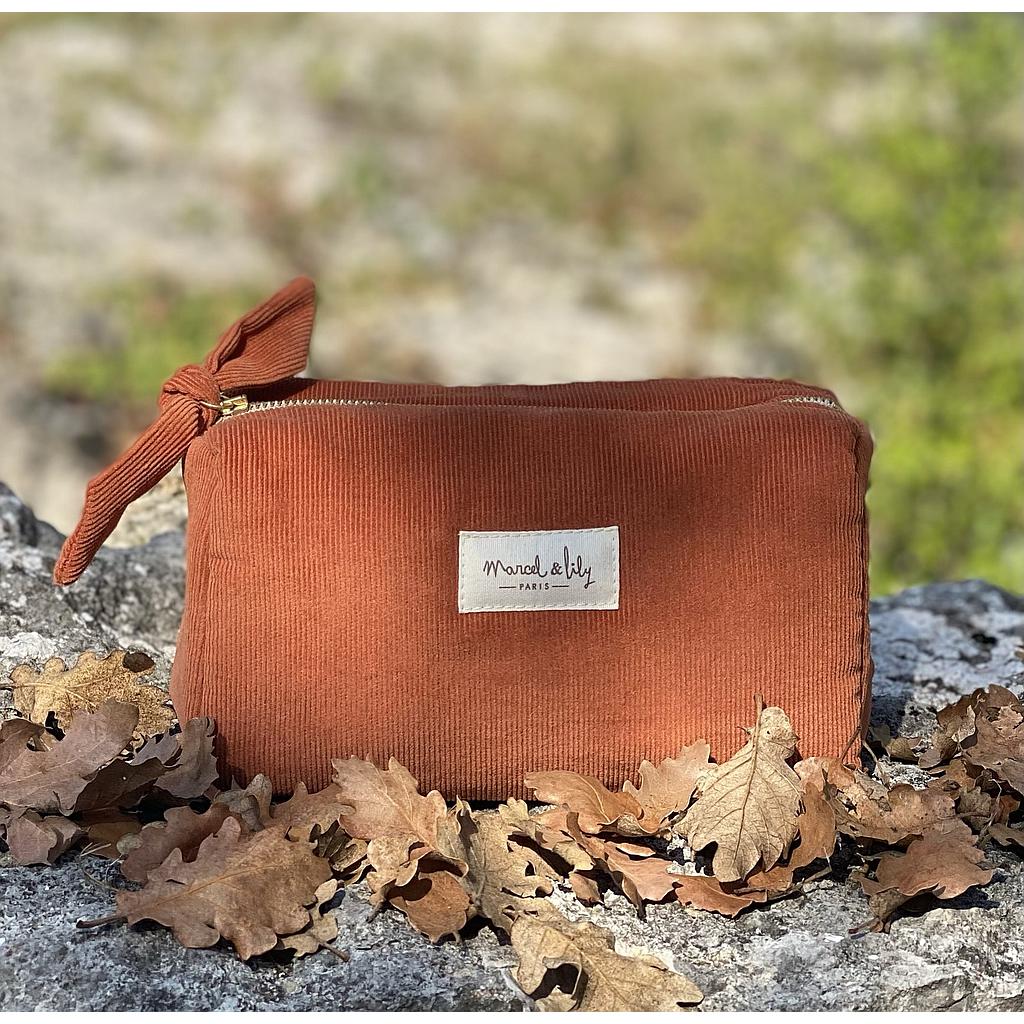 Trousse en velours - rouille
