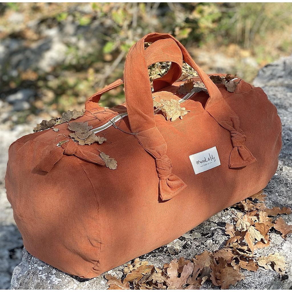sac polochon velours - rouille