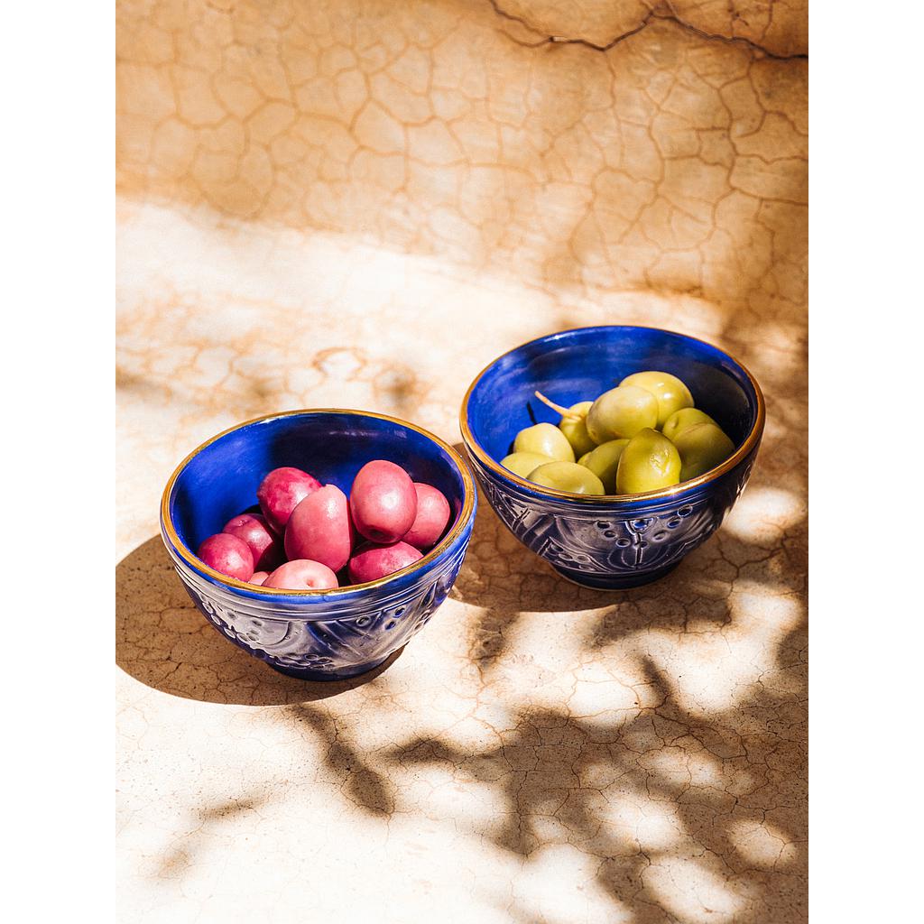 2 Mini bols empreinte bleu majorelle gold