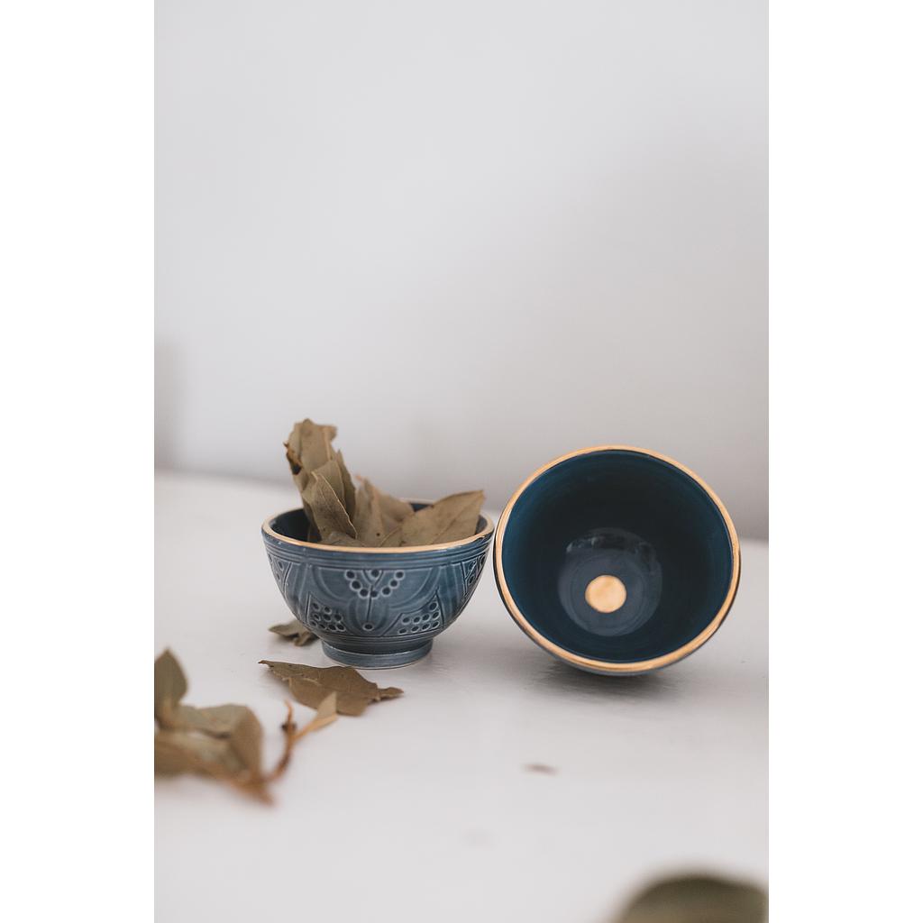 2 mini bols Empreinte bleu stone gold