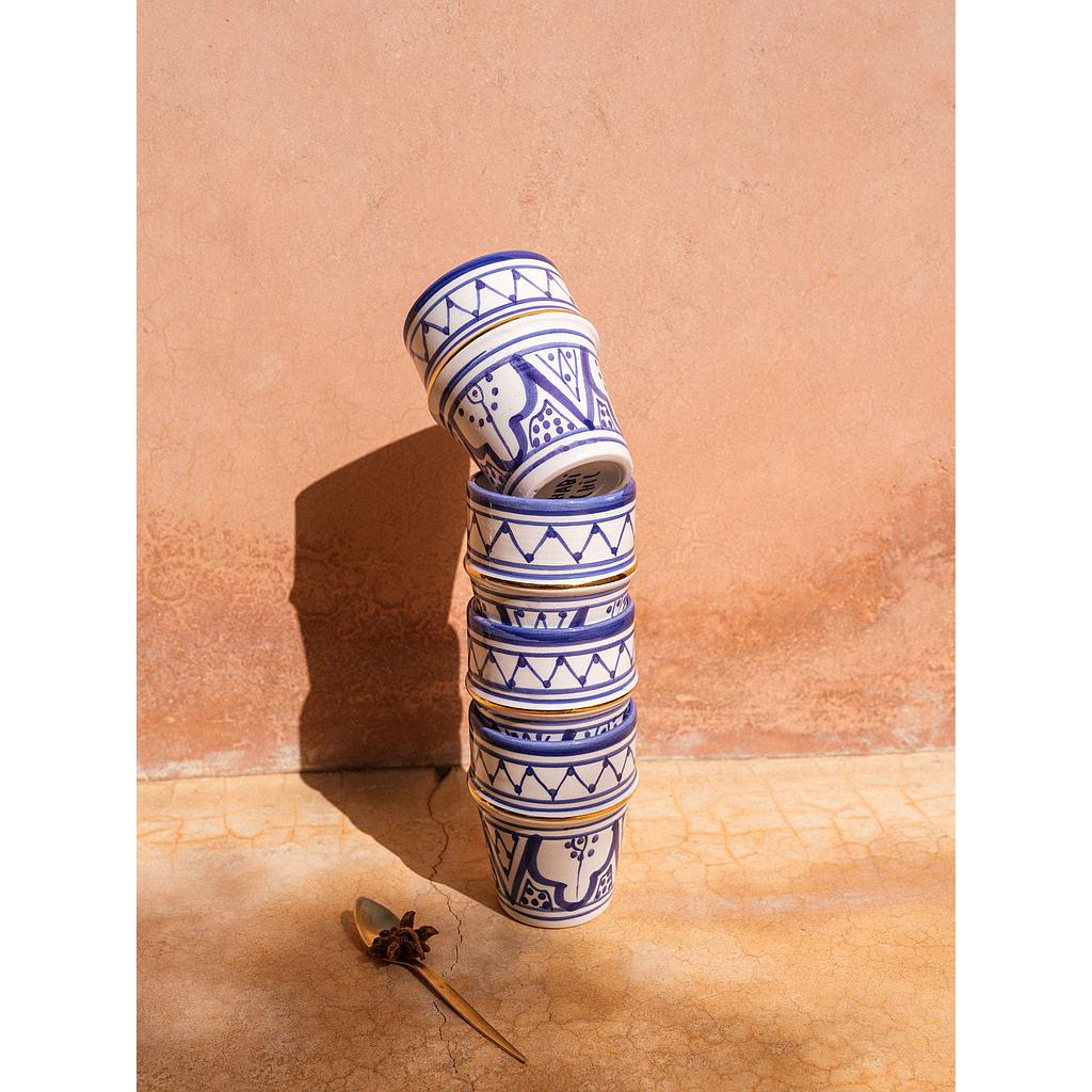 2 Moyennes tasses beldi Zwak bleu majorelle gold