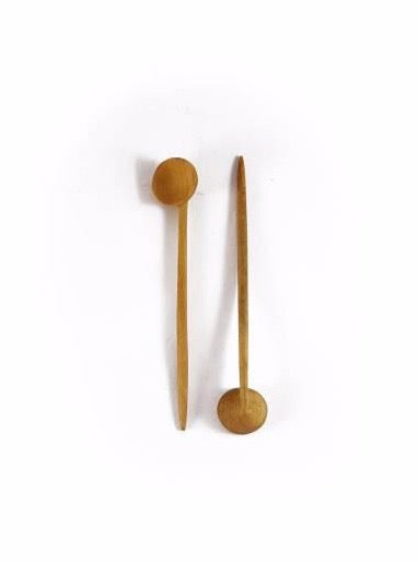 2 PETITES CUILLÈRES BOULE EN BOIS D'OLIVIER
