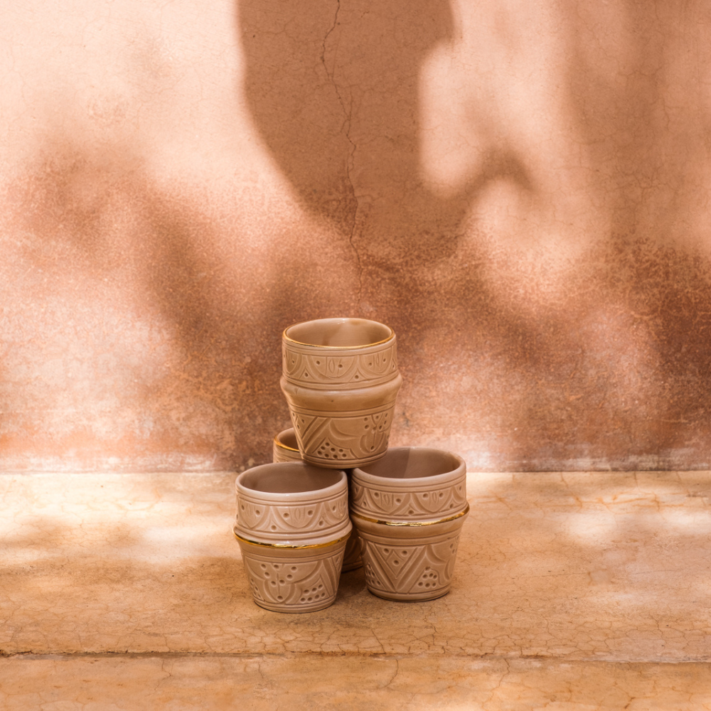 2 petites tasses à café Empreinte sahara gold