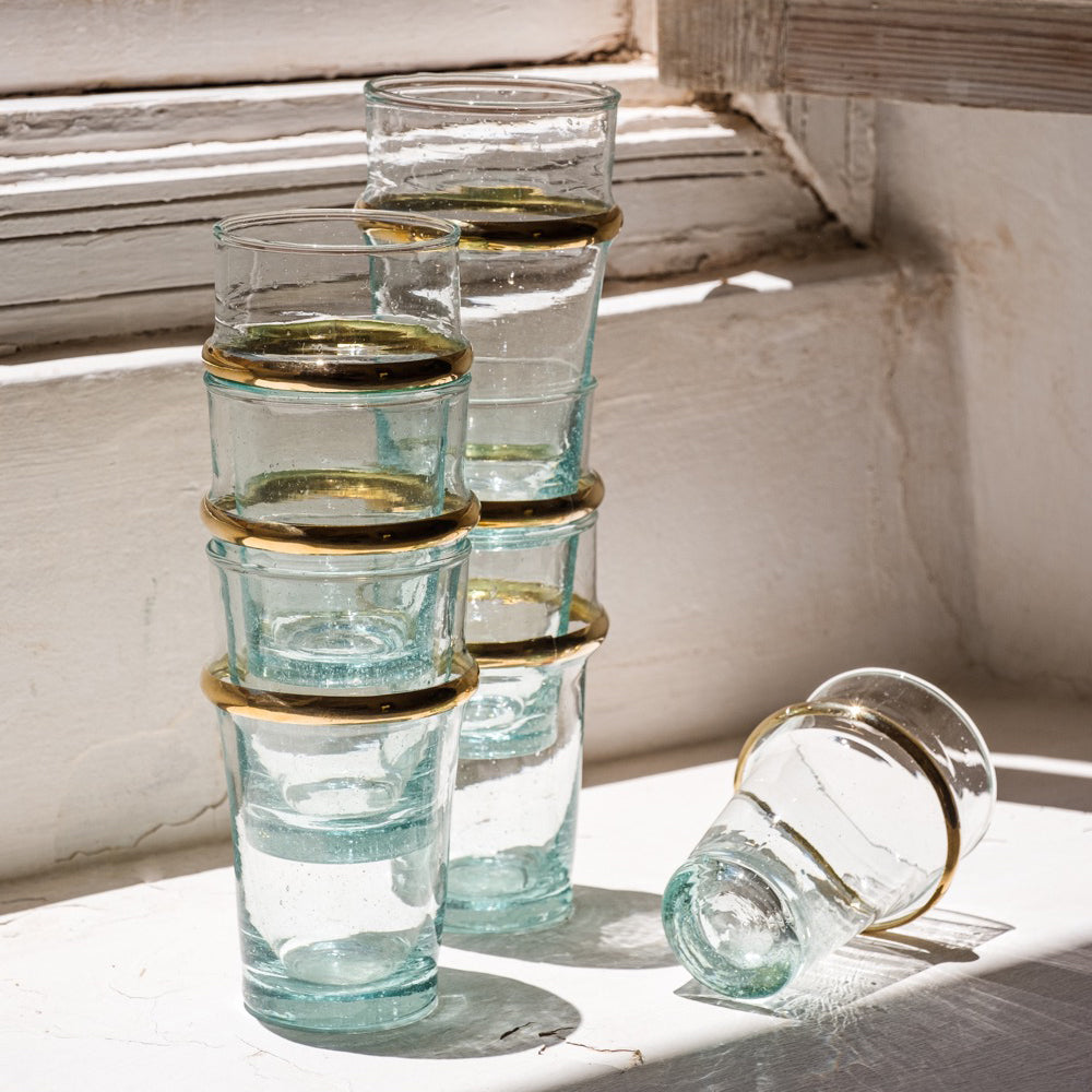 6 VERRES BELDI + CERCLE EN MAILLECHORT