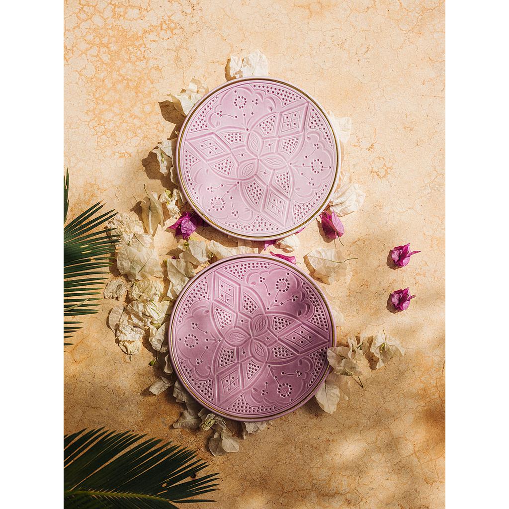 Assiette Empreinte lilas gold