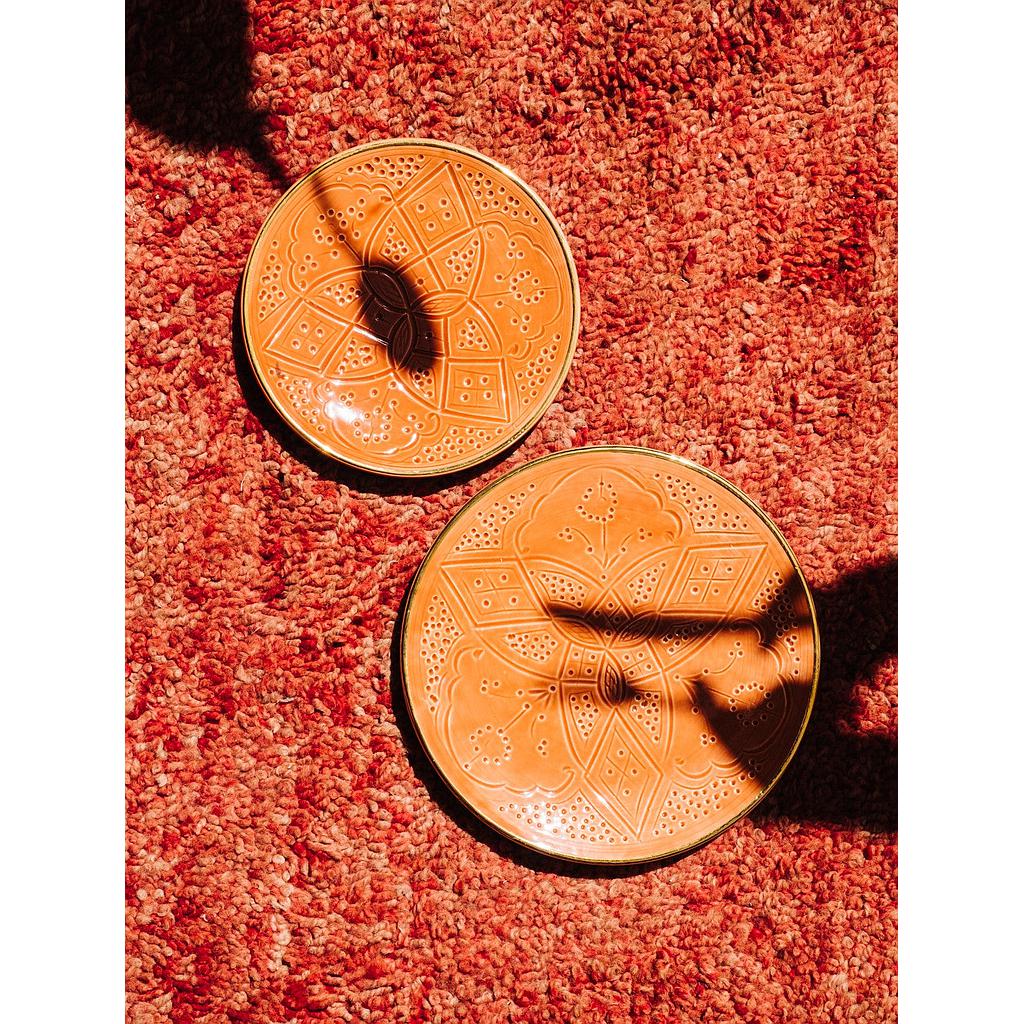 Assiettes empreinte marsala gold