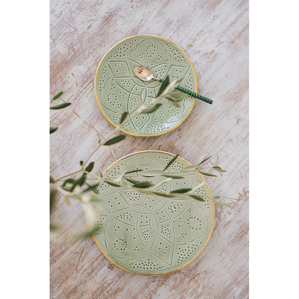Assiette Empreinte mint gold