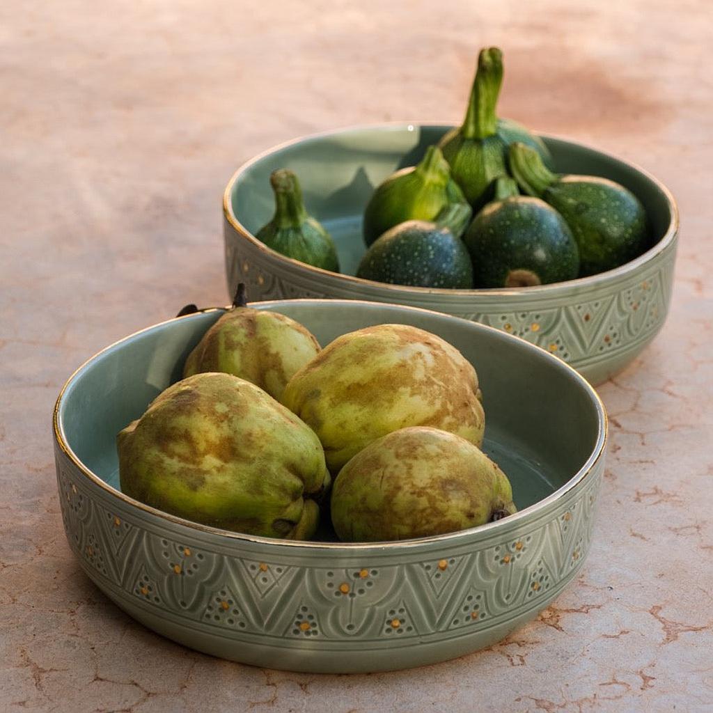 Bol, saladier et plat droits Empreinte mint gold