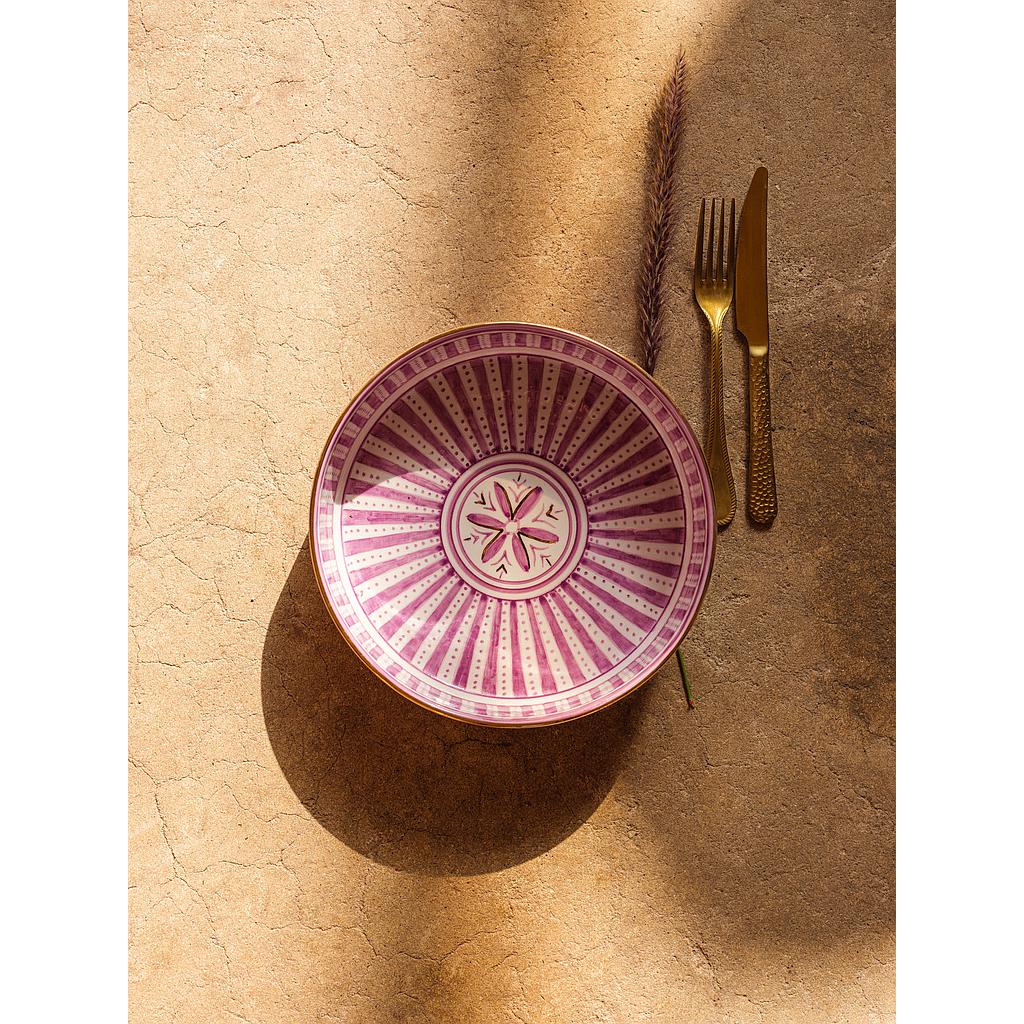 Bol, saladier et plat droits Sunflower lilas gold