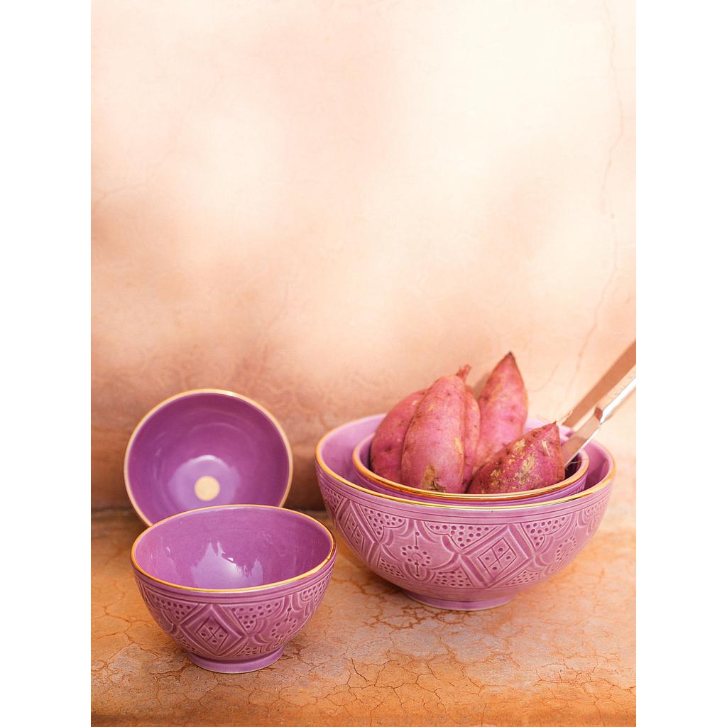 Bols et saladier empreinte lilas gold