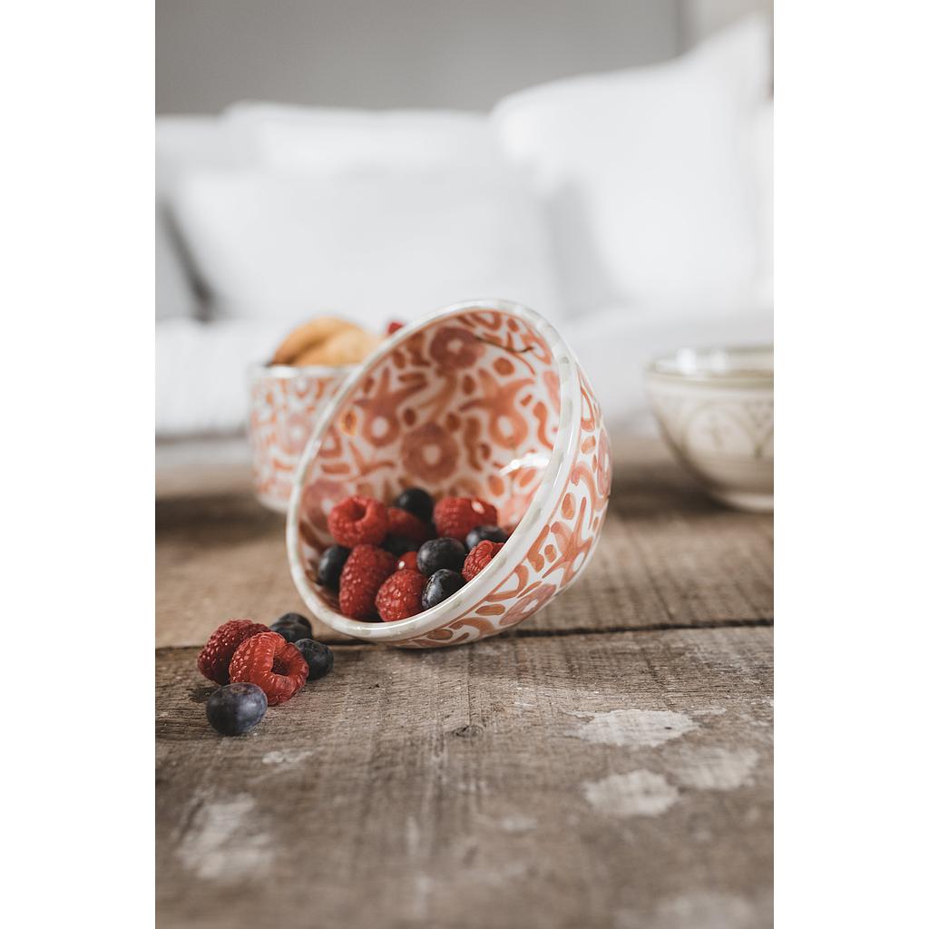 Bols et saladier rond fleurs multicouleur gold