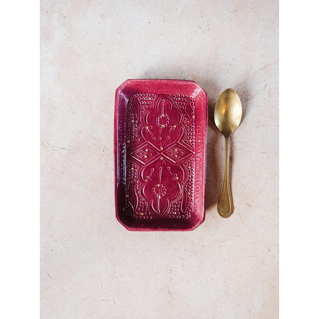 Grand plateau rectangle Empreinte aubergine gold