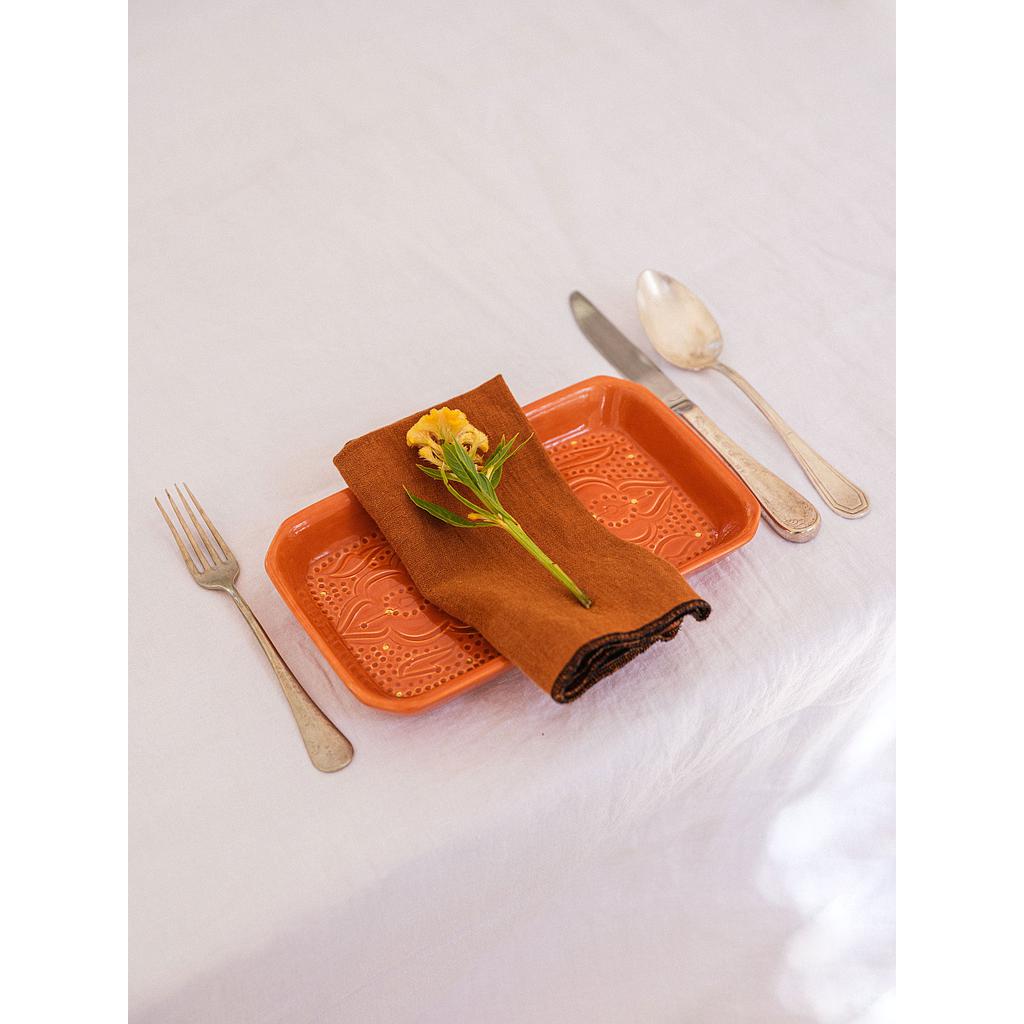 Grand plateau rectangle Empreinte marsala gold