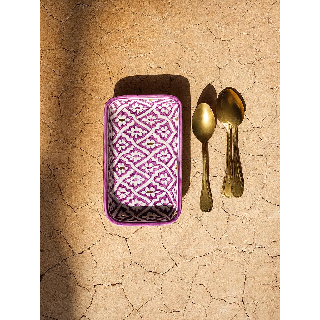 Grand plateau rectangle Fassia lilas gold