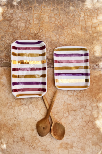 Grand plateau rectangle Ourika lilas paille gold
