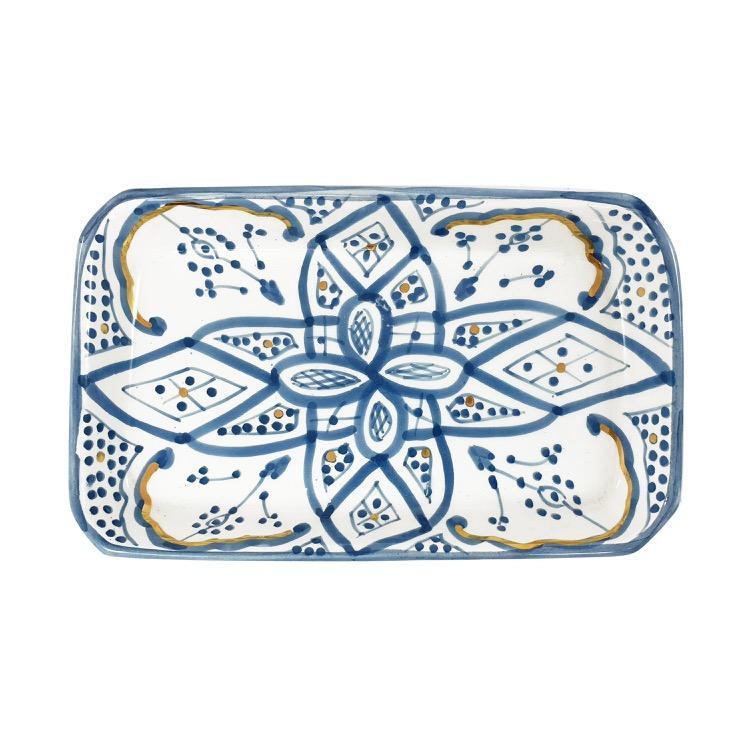 Grand plateau rectangle Zwak bleu stone gold