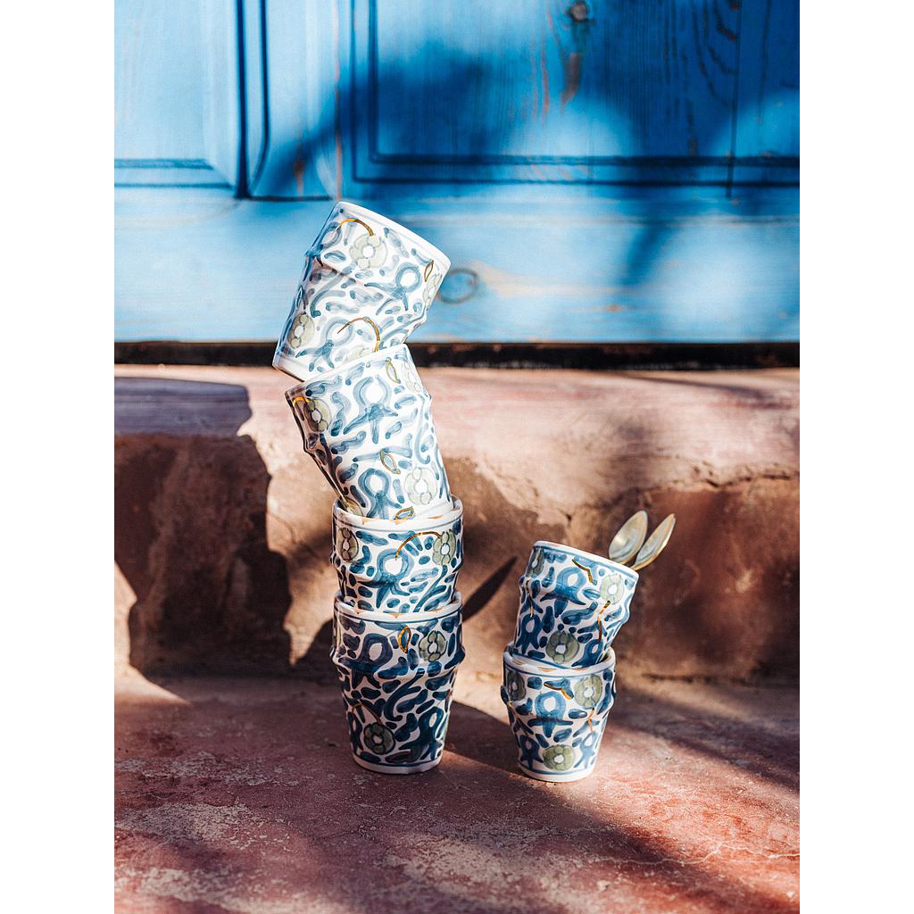 Moyenne tasse beldi Fleurs bleu stone gold