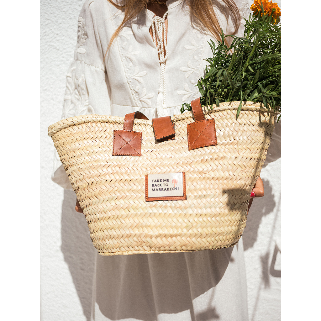 Panier palmier et cuir TAKE ME BACK cognac