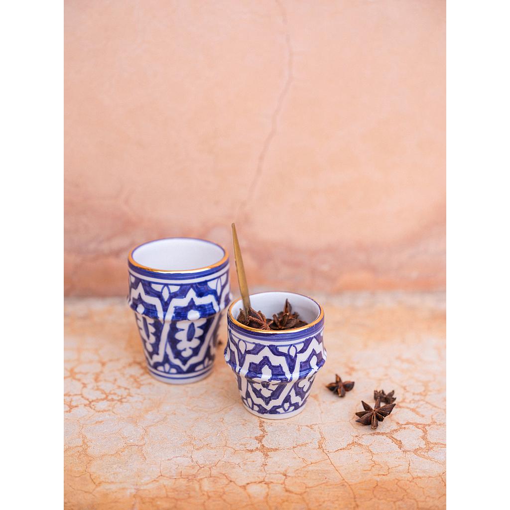 Petite tasse à café Fassia bleu majorelle gold