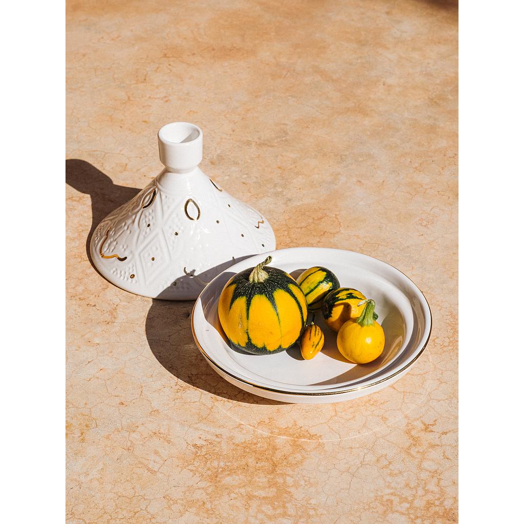 Tajine Empreinte blanc gold