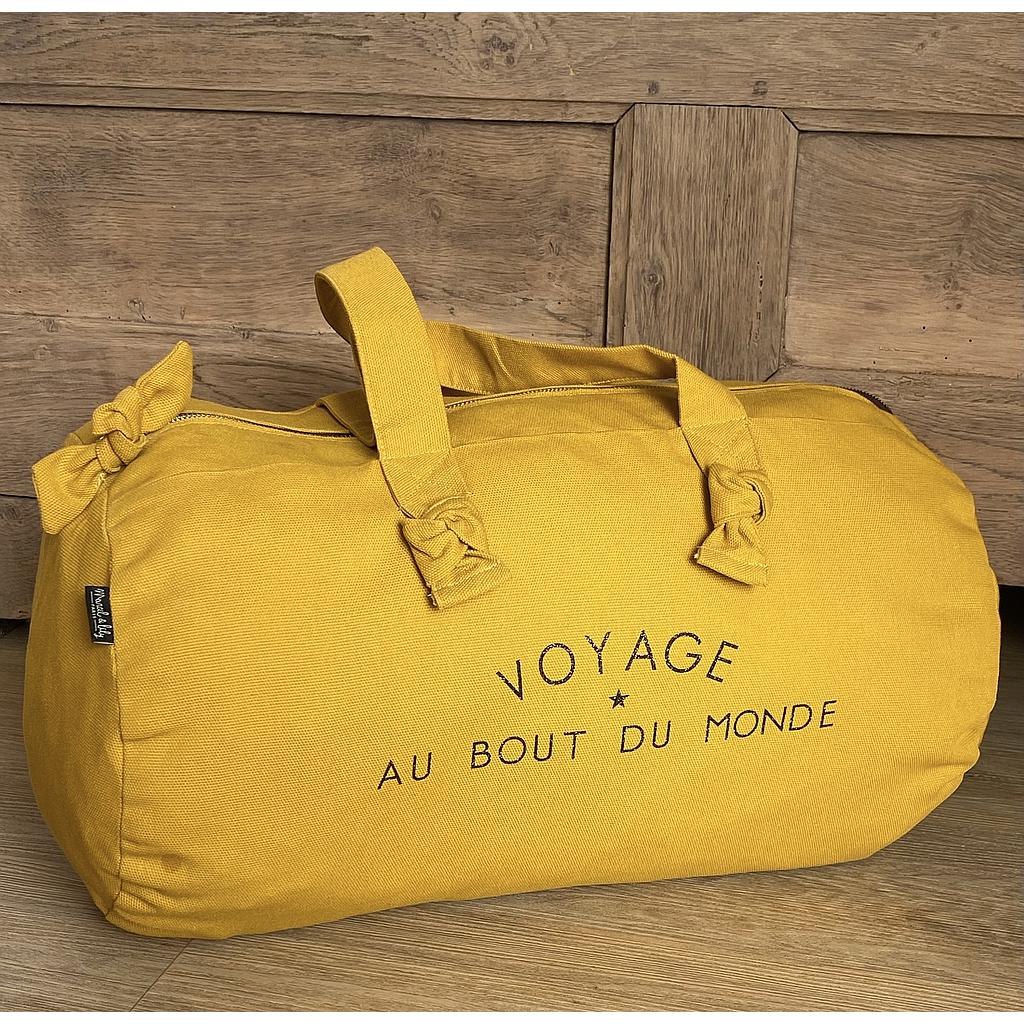Sac Polochon - Moutarde- Voyage au bout du monde