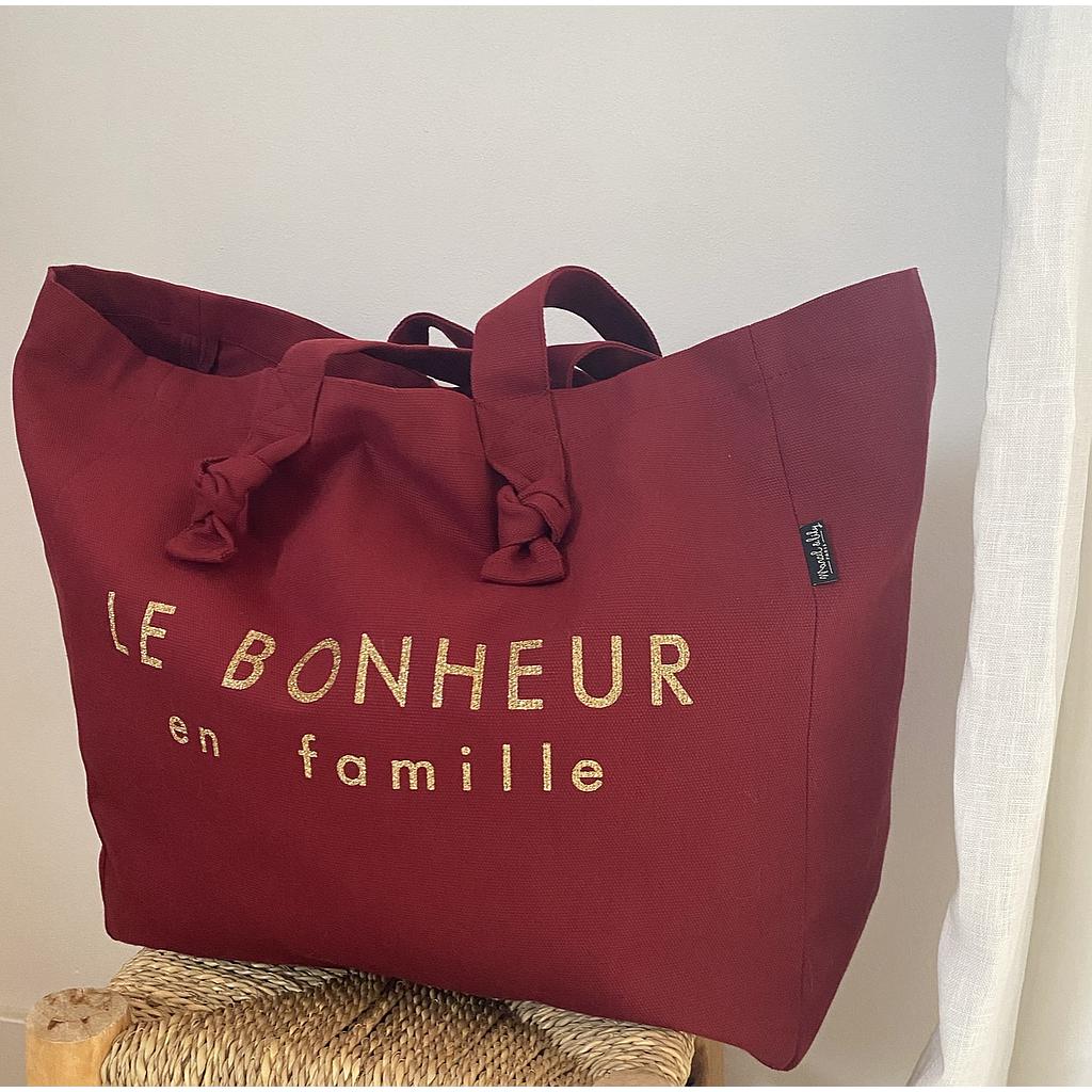 Cabas Lily - Bordeaux - "Le Bonheur En Famille"