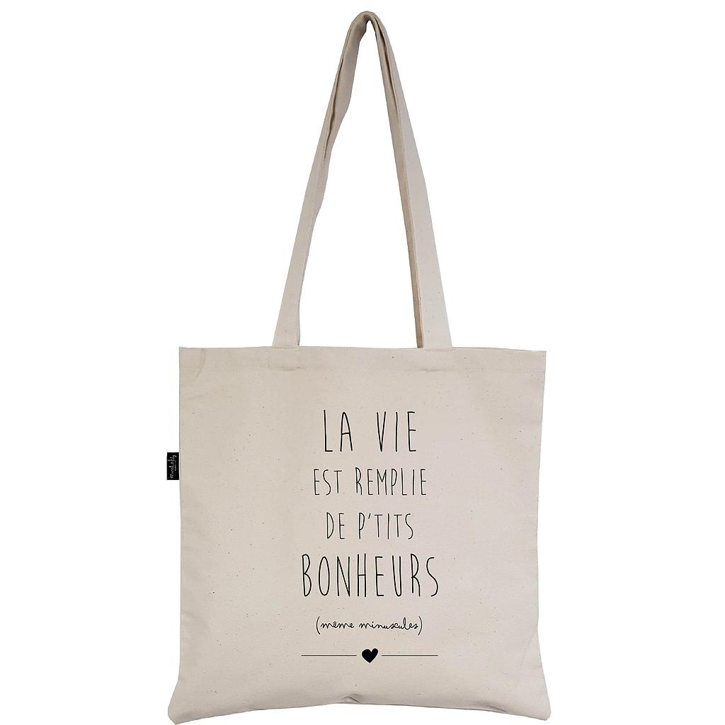Tote-Bag  écru La vie est remplie de petits bonheurs