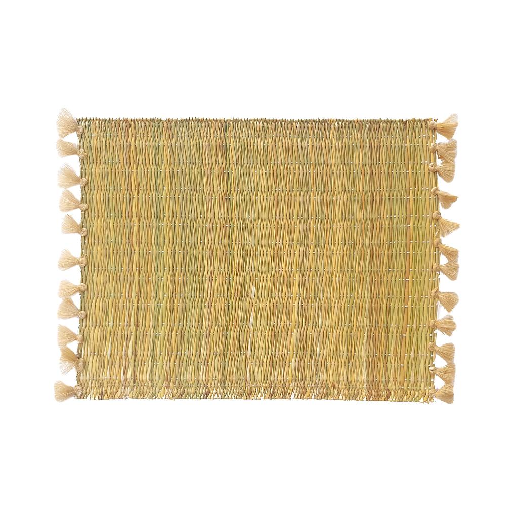 2 SETS DE TABLE PAILLE ET POMPONS NUDE
