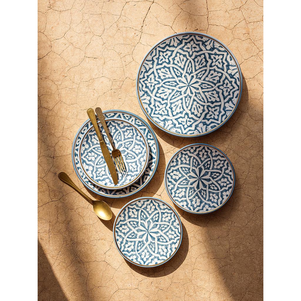 Assiette Fassia bleu stone gold