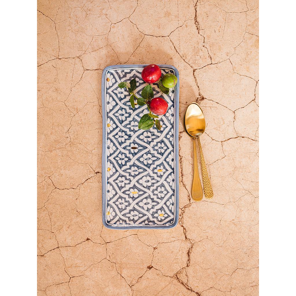 Plat à cake Fassia bleu stone gold