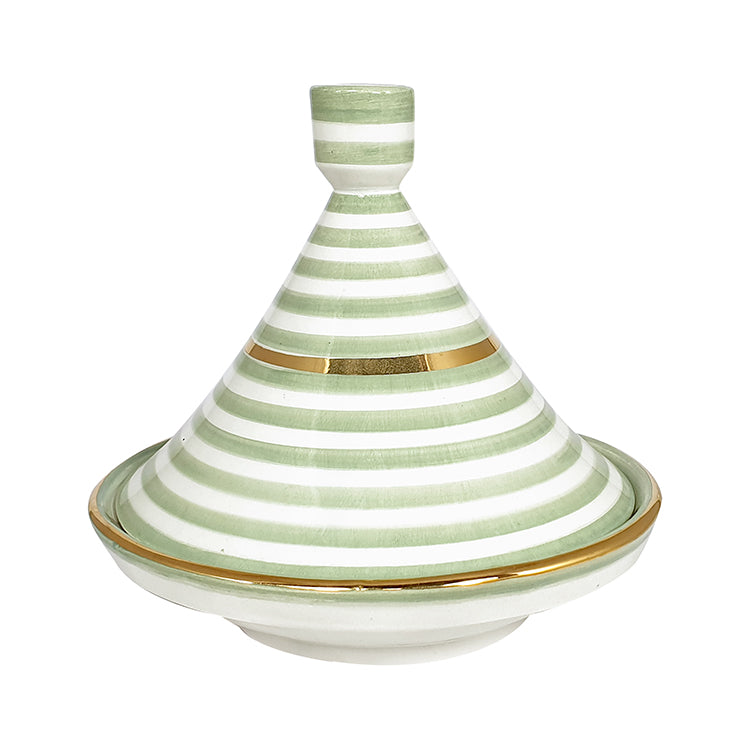 TAJINE VERT rayé AMANDE EN CERAMIQUE GOLD 12 K