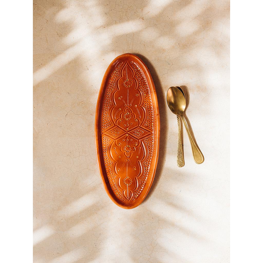 Plateau ovale Empreinte marsala gold