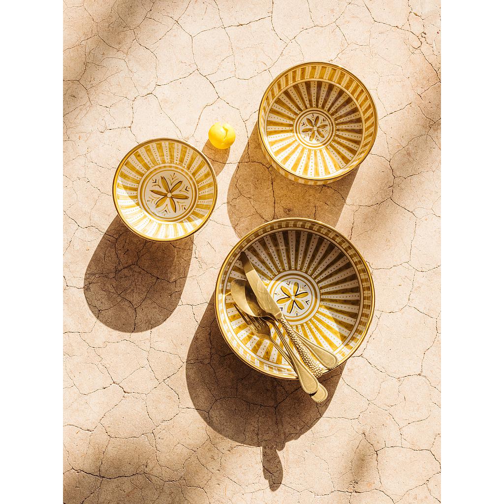 Bol, saladier et plat droits Sunflower paille gold