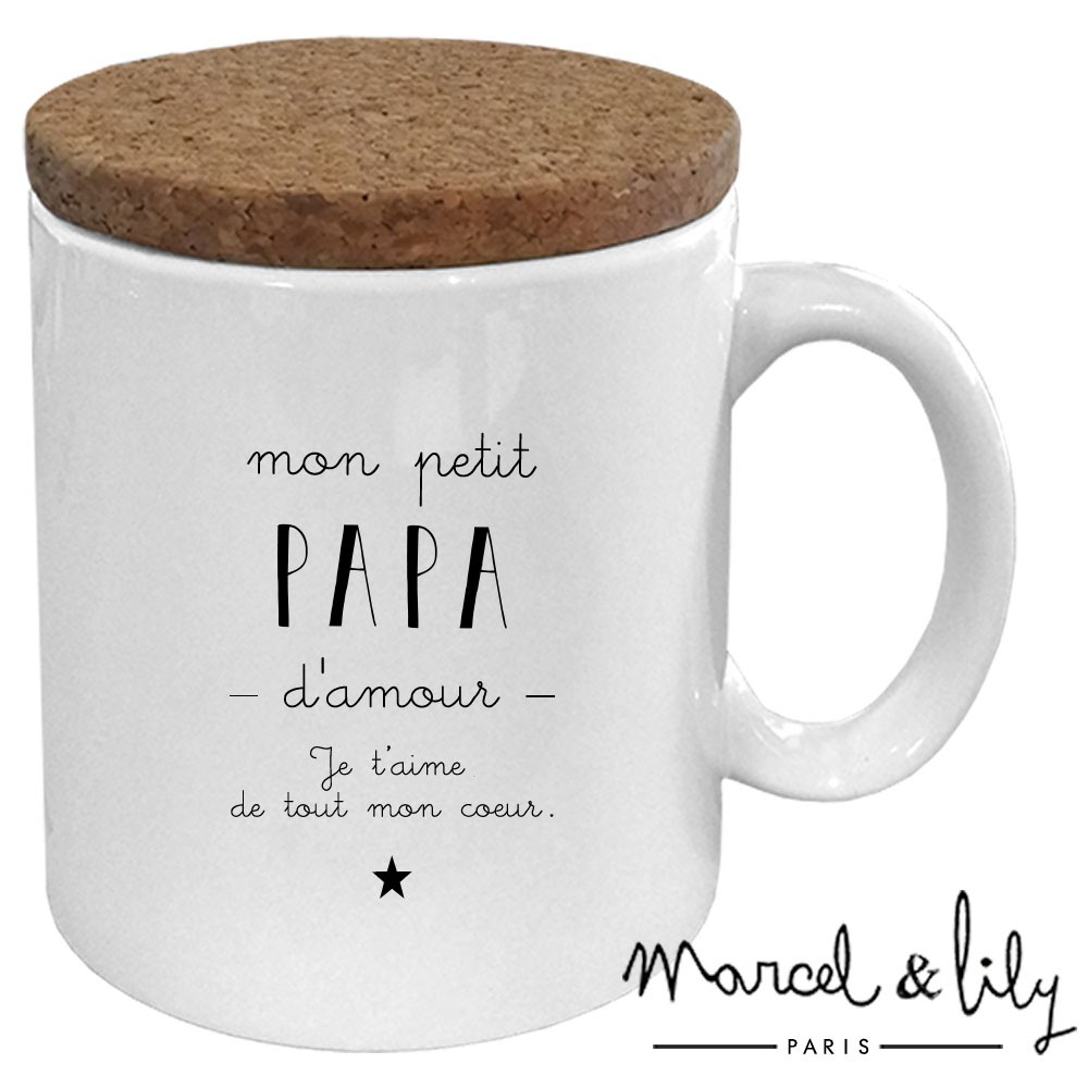 Mug avec son couvercle en liège  Mon petit papa d'amour