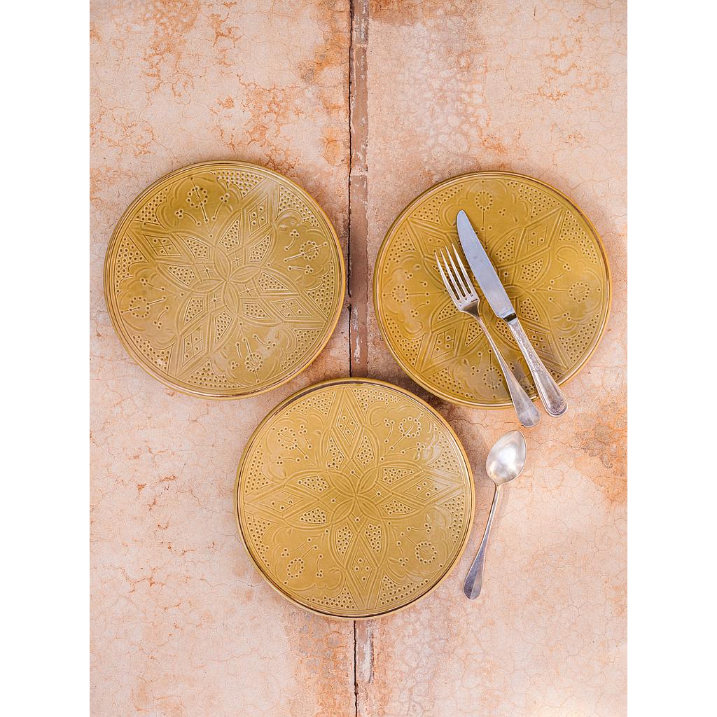 Assiette Empreinte kaki gold