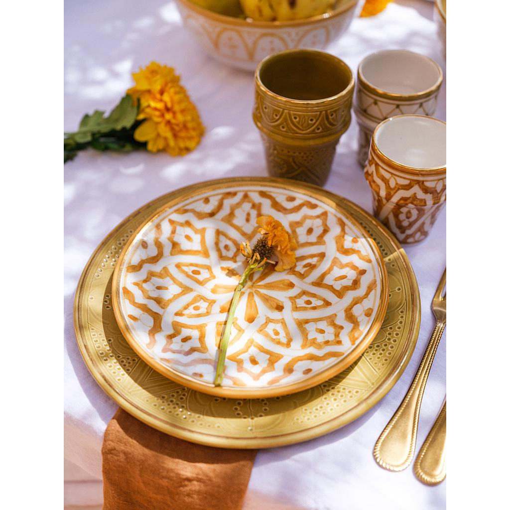 Très grande Assiette D30 de présentation Empreinte kaki gold