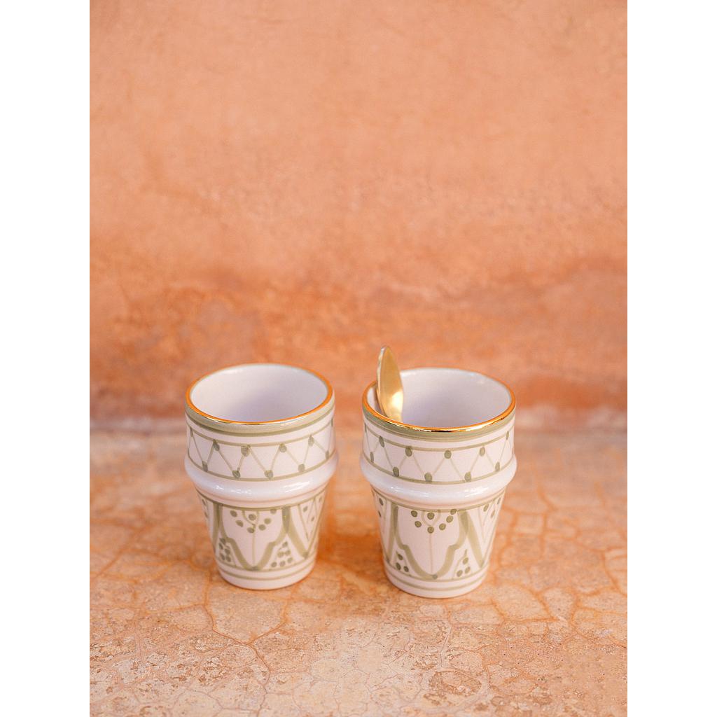 2 Moyennes tasses beldi céramique mint gold
