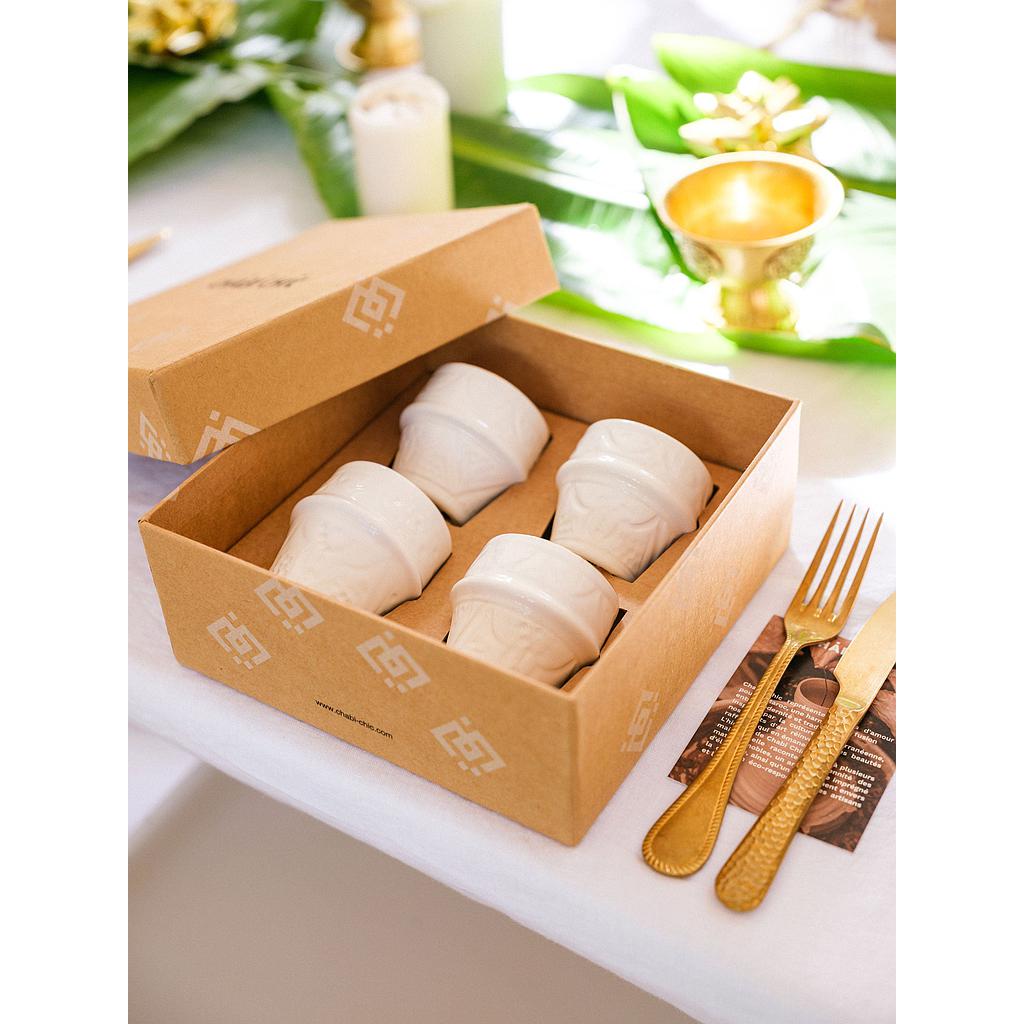 Coffret 4 petites tasses nespresso empreinte blanc