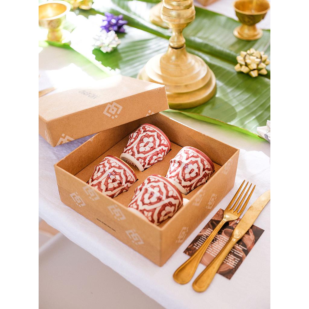 Coffret 4 petites tasses à café Fassia aubergine gold