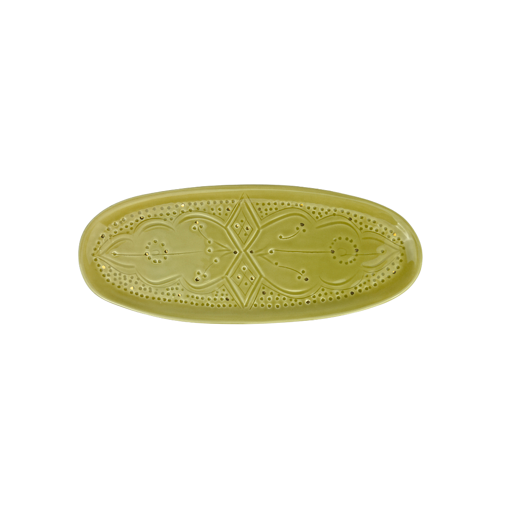 Plateau ovale Empreinte kaki gold