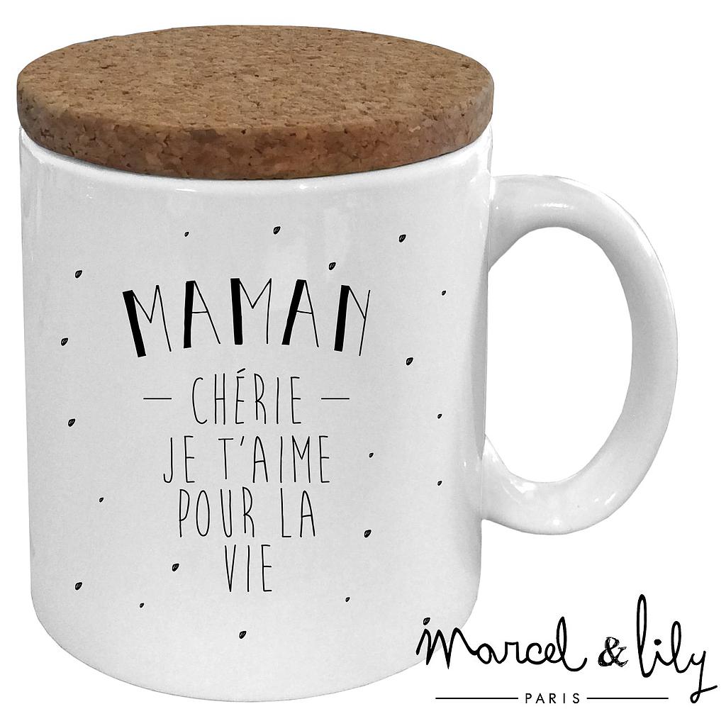 Mug avec son couvercle en liège Maman Chérie