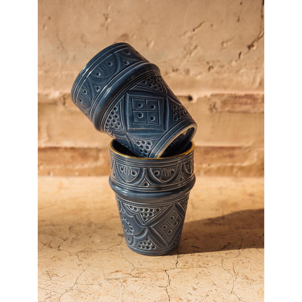Moyenne tasse beldi Empreinte bleu stone gold