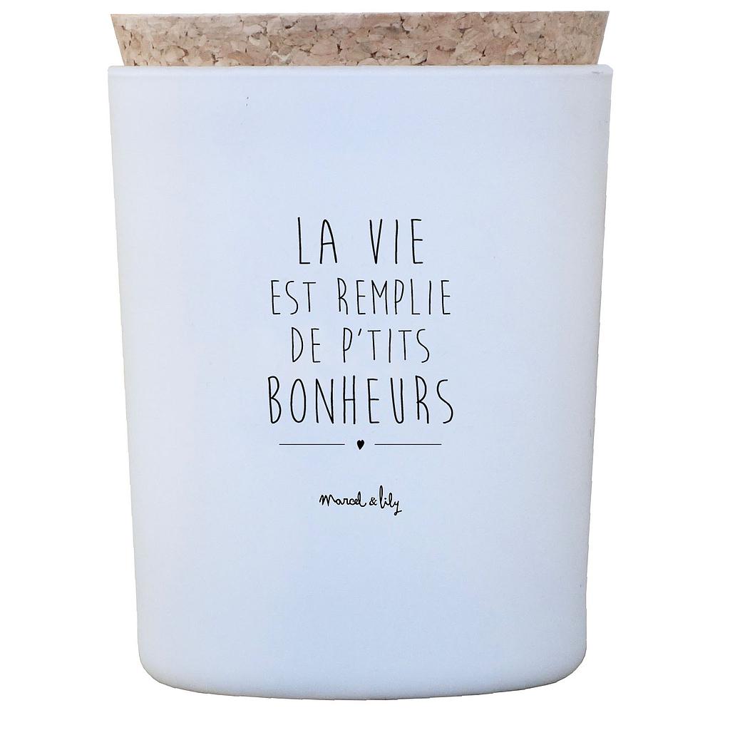 Bougie La vie est remplie de p'tits bonheurs  Fleur de coton