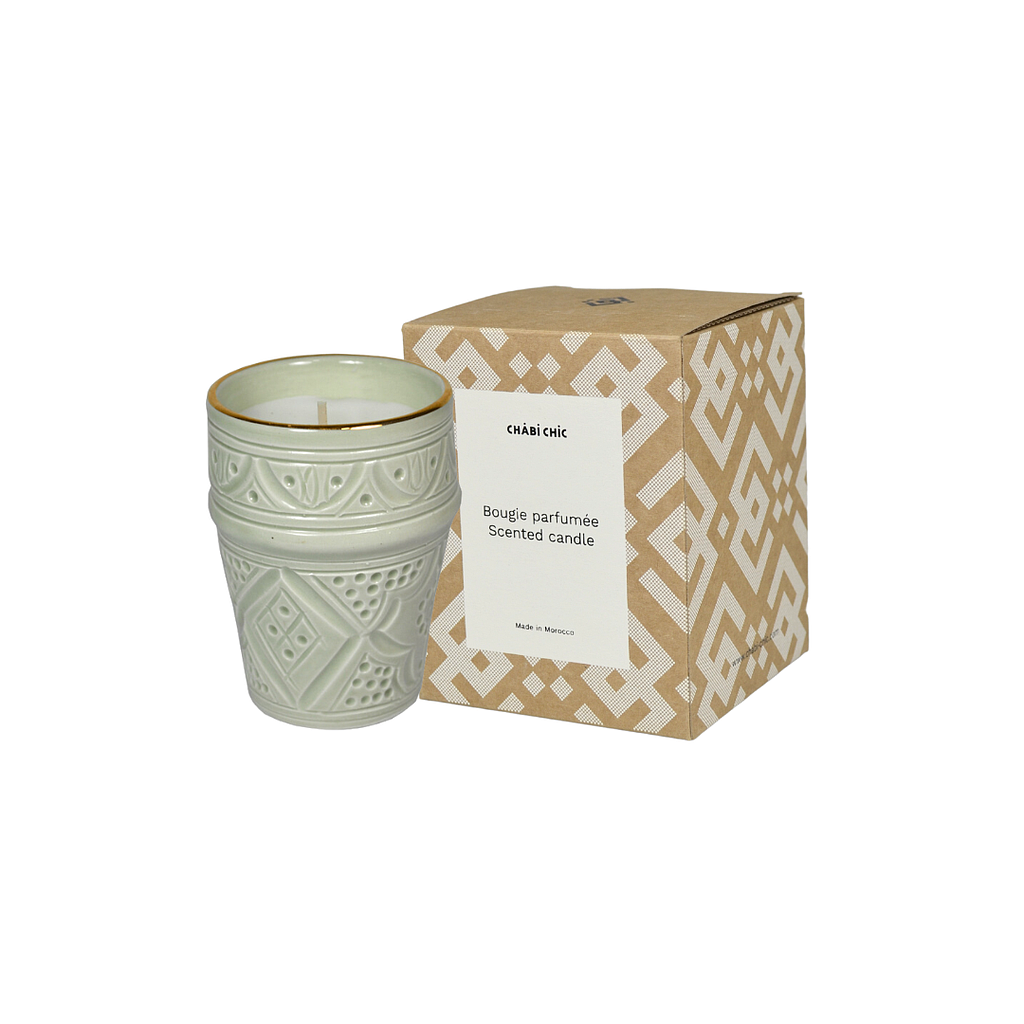 Bougie moyenne tasse beldi Empreinte mint parfumée figuier