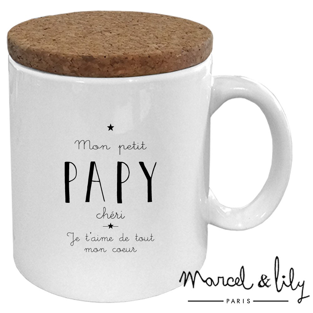 Mug avec son couvercle en liège  Mon petit papy chéri