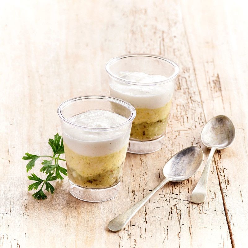 ✨ Verrine poulet courgettes basilic crème citronnée 4x40g