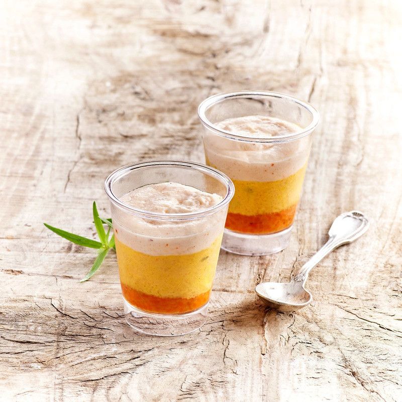 ✨ Verrine crevettes au curry carottes confites et crème pimentée 4x40g